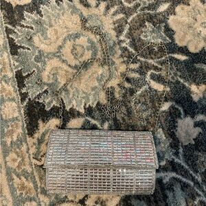 Sparkle silver evening bag with detachable Crossbody chain